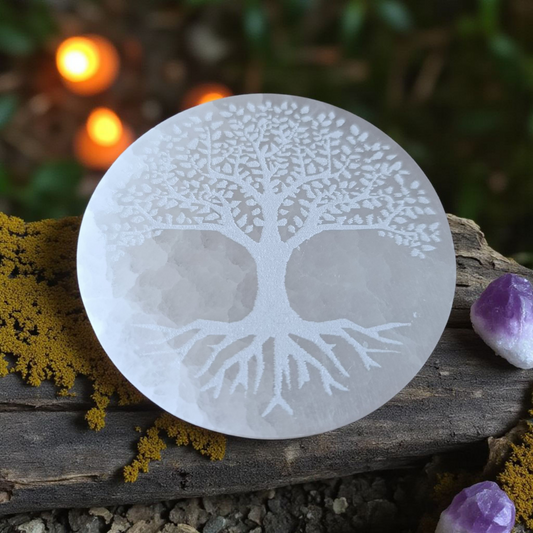 Plaque de recharge en Sélénite Arbre de vie
