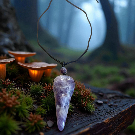 Pendentif Morrígan - Crâne de Corbeau Améthyste