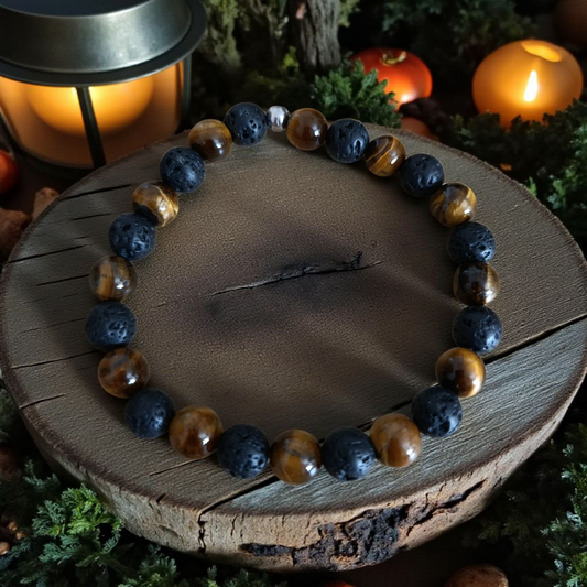 Bracelet Œil de Tigre & Pierre de Lave